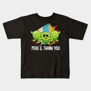 Peas - Peas & Thank You - Cute Vegan Pun Kids T-Shirt